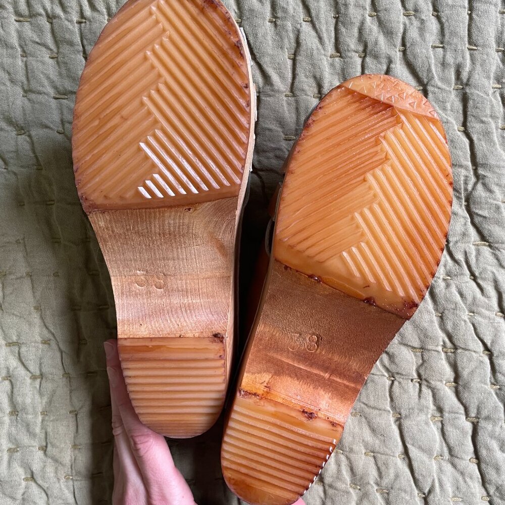 Vintage MIA Swedish Wooden Clog Sandals, Size 37-8 - Picture 2 of 2